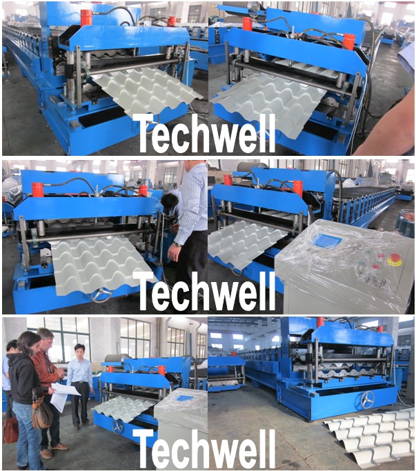 Automatische hydraulische Ausschnitt-Dachplatte, Metalldach glasig-glänzende Fliesen-Rolle, die Maschine bildet